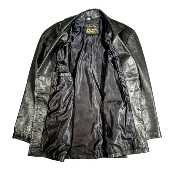 Rocky Leather Men's Black Leather Button Jacket Sz L - Picture 3 of 7